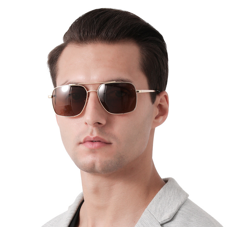 Square Frame Double Beam Polarized Sunglasses