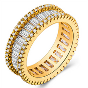 Gold Prong Set Baguette Band Ring
