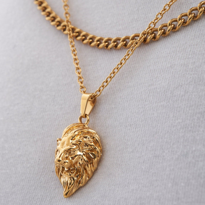 Gold Lion Pendant Necklace