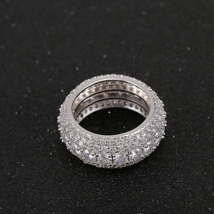 White Gold 5 Row Iced Ring