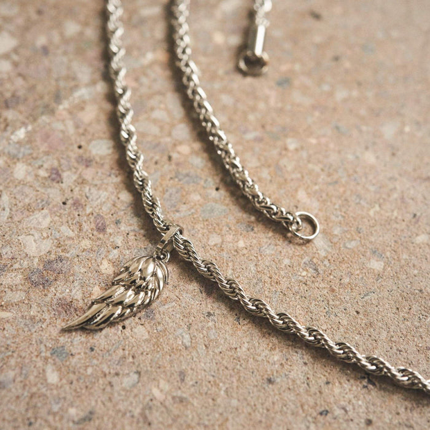 Silver Wing Shaped Pendant Necklace