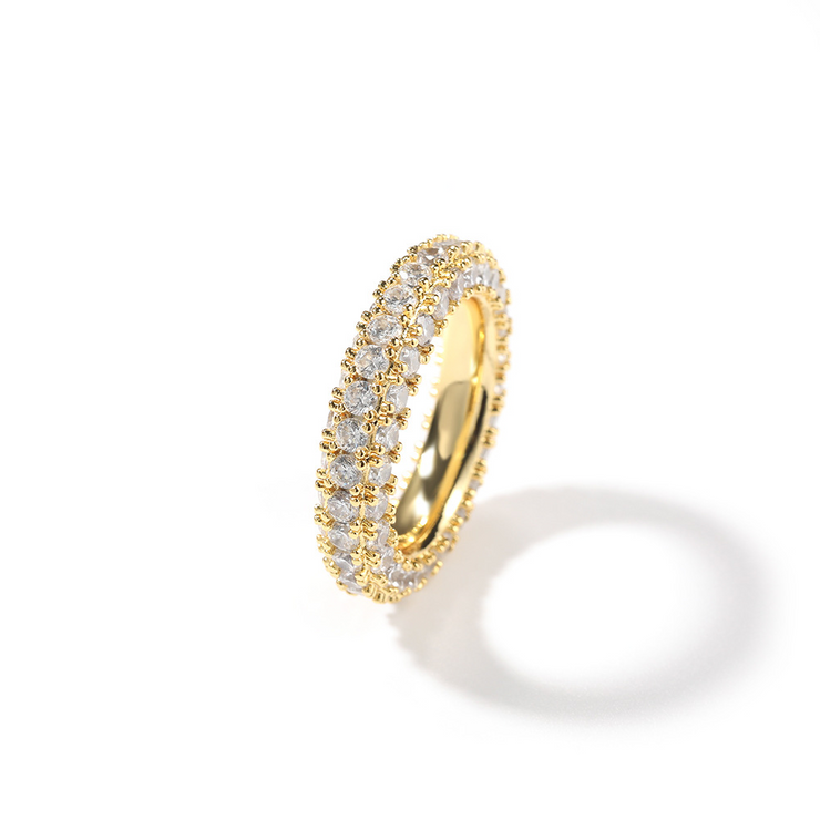 Gold 3 Row Prong Ring