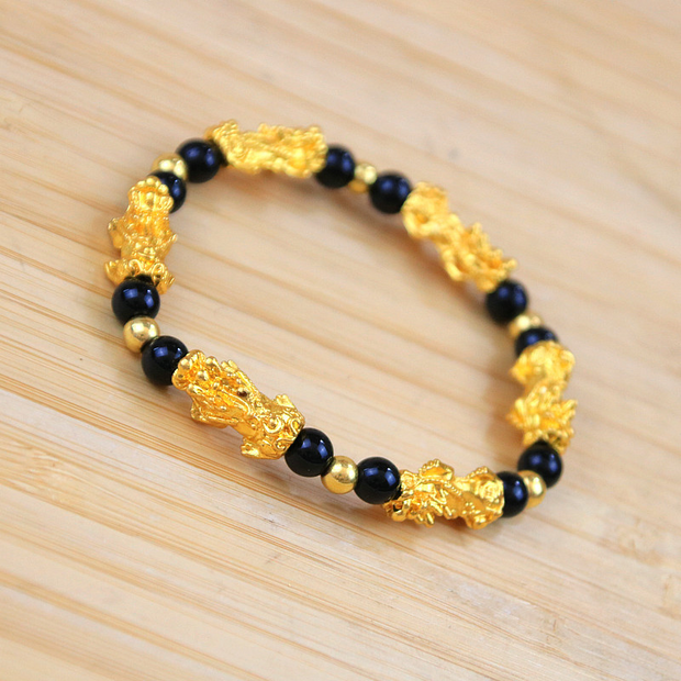 Garnet Lucky Pixiu Wealth Bracelet