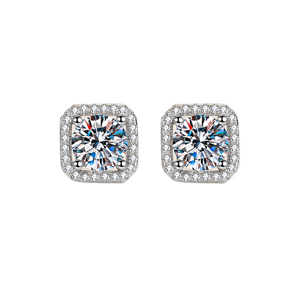 Classic Silver Diamond Stud Earrings