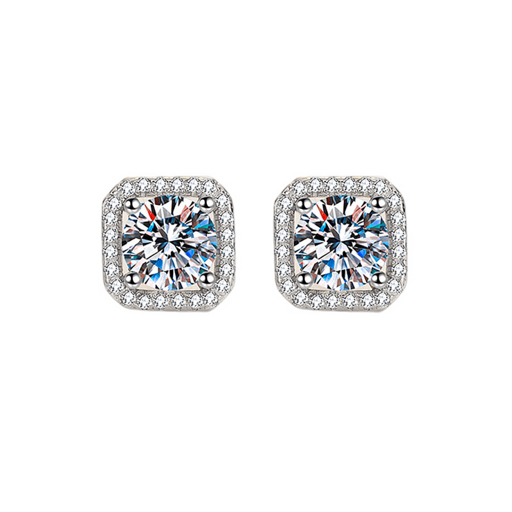 Classic Silver Diamond Stud Earrings