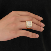 Gold Square Paved Ring
