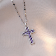 Simple Cross Zircon Pendant