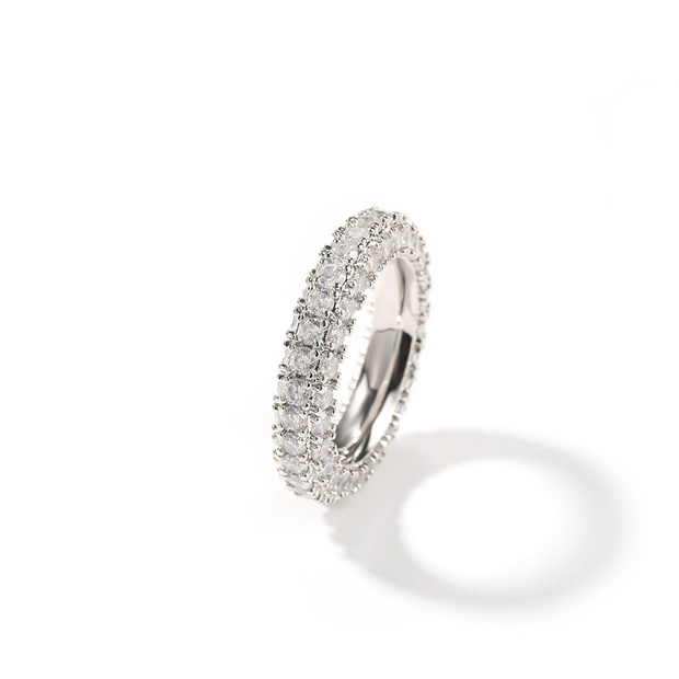 White Gold 3 Row Prong Ring