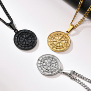 Men's Compass Design Pendant And Chain Set