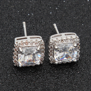 Square Diamond Stud Earrings