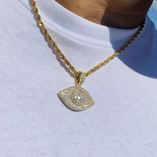 Gold Iced Eye Pendant