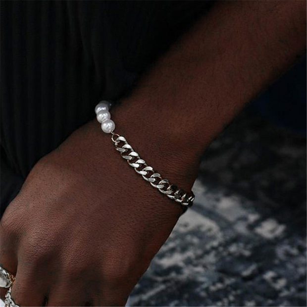 Pearl Cuban Chain Bracelet
