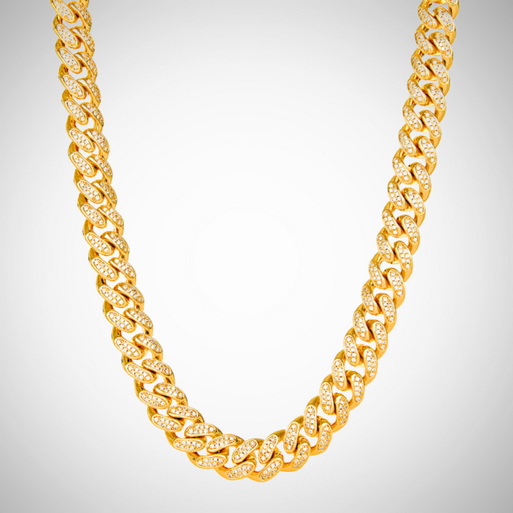 12mm Iced Cuban Chain - Gold