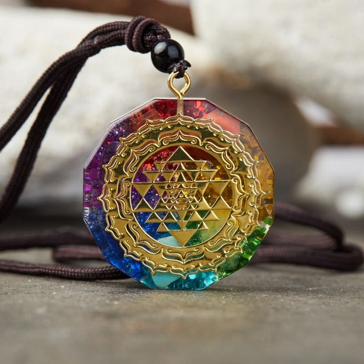 Balanced Energy Chakra Orgonite Necklace with EMF Protection