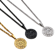 Men's Compass Design Pendant And Chain Set