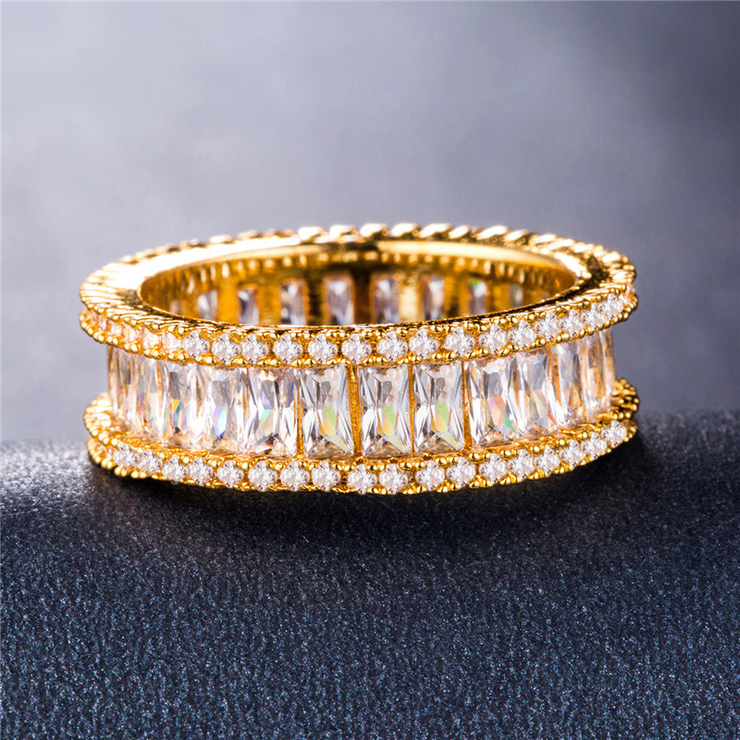 Gold Prong Set Baguette Band Ring