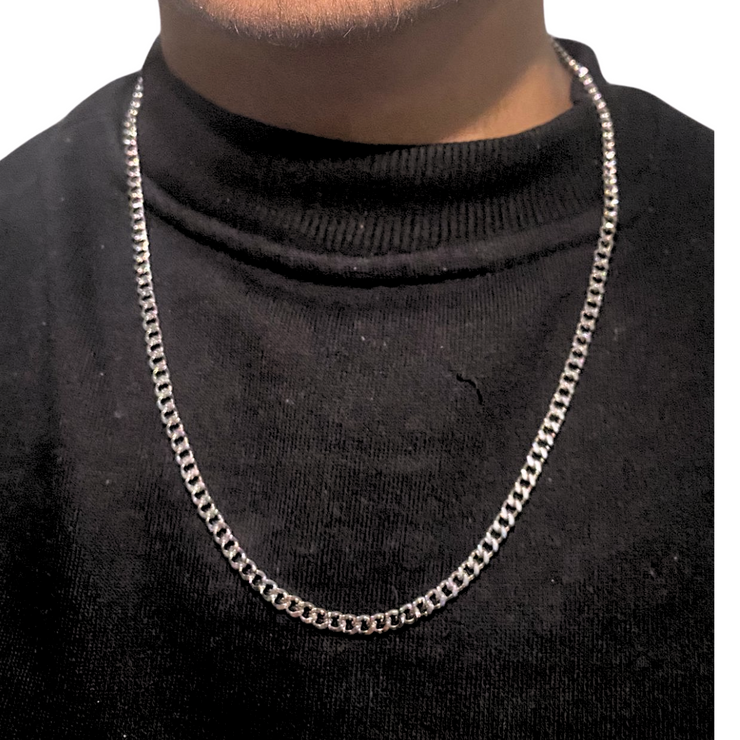 3mm  Cuban Chain White Gold