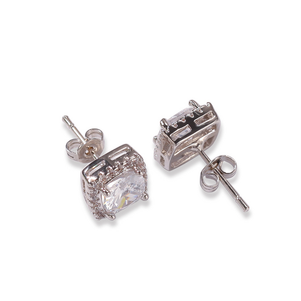 Square Diamond Stud Earrings