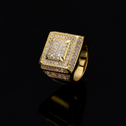 Gold Square Paved Ring