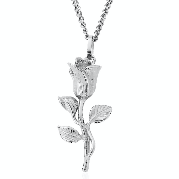 Silver Rose Pendant Necklace