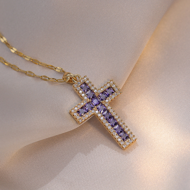 Simple Cross Zircon Pendant