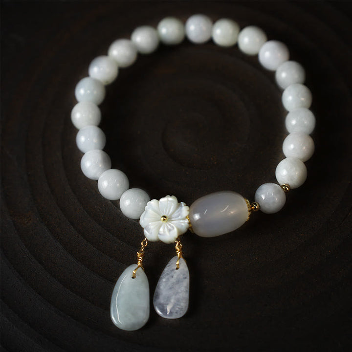 Natural White Jade Luck Charm Bracelet