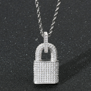 White Gold Iced Padlock Pendant