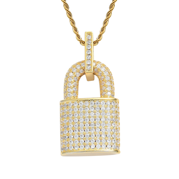 Gold Iced Padlock Pendant