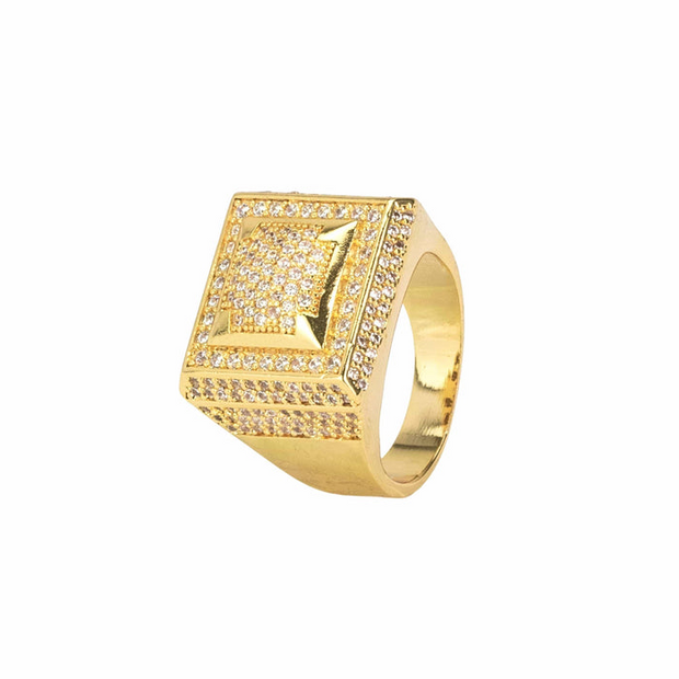 Gold Square Paved Ring