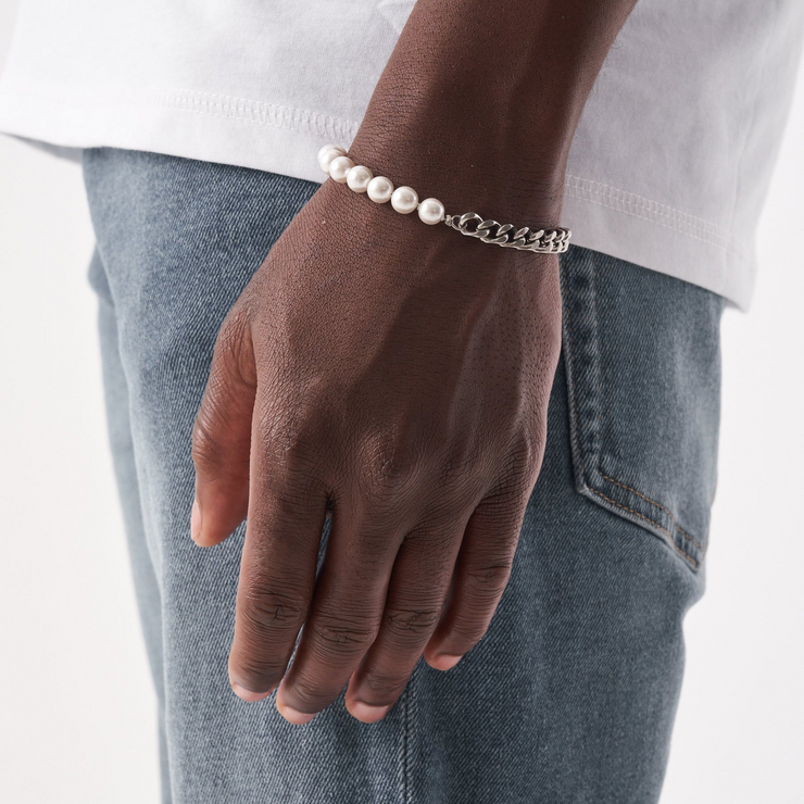 Pearl Cuban Chain Bracelet