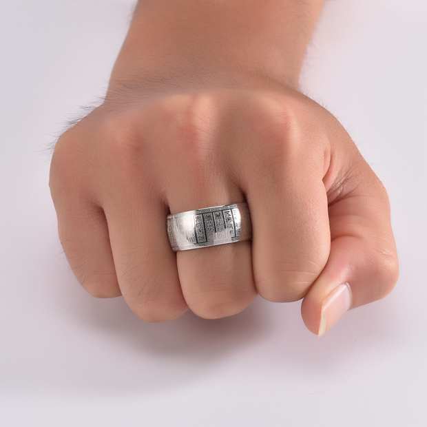 Stainless Steel Heart Sutra Scripture Ring