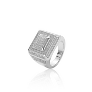 White Gold Square Paved Ring