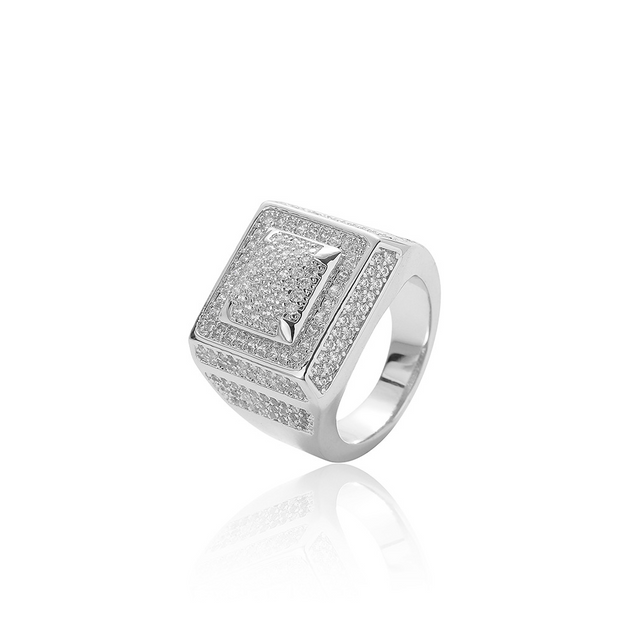 White Gold Square Paved Ring