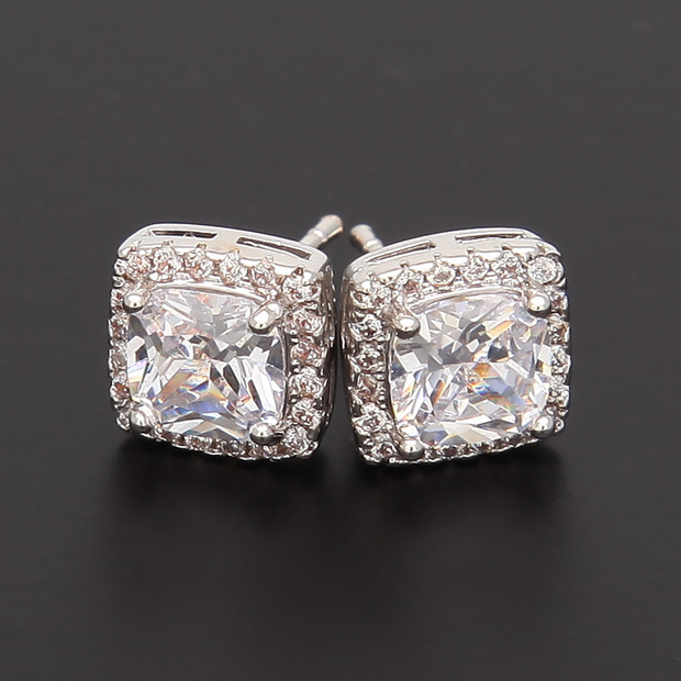 Square Diamond Stud Earrings