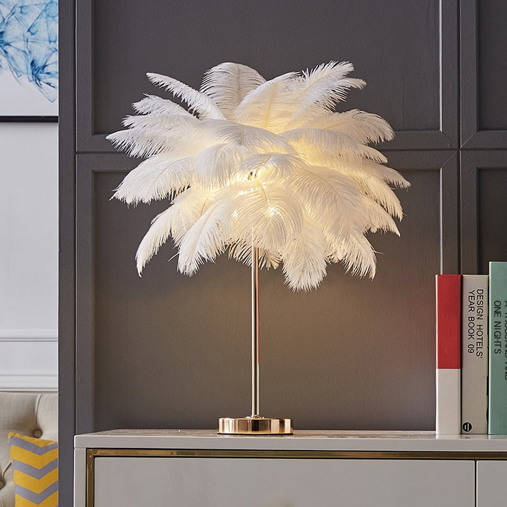 Loftus Art Deco Feather Gold Table Lamp