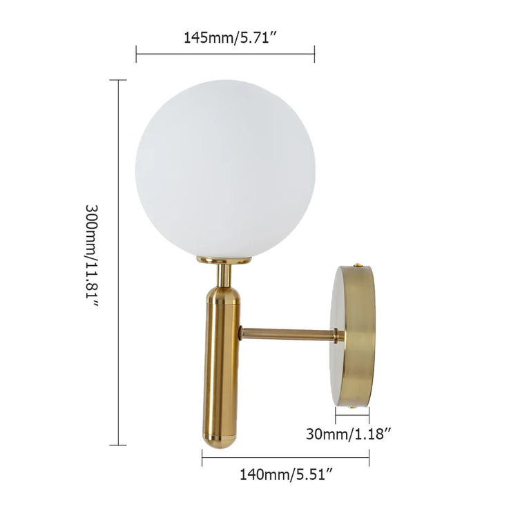 Decorica White and Gold LED Glass Globe Indoor Wall Sconce