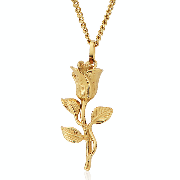 Gold Rose Pendant Necklace