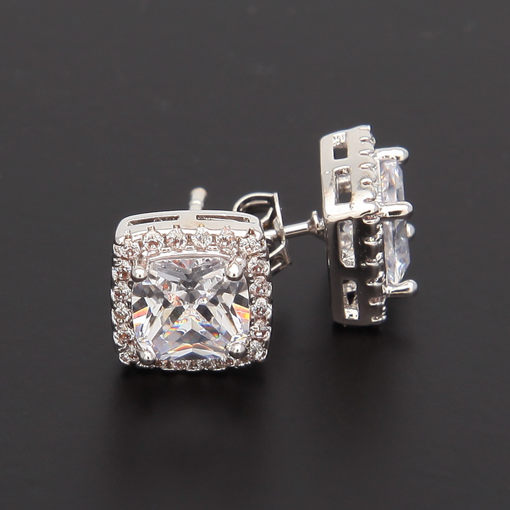 Square Diamond Stud Earrings