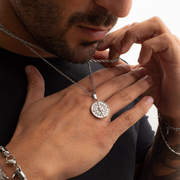 Men's Compass Design Pendant And Chain Set