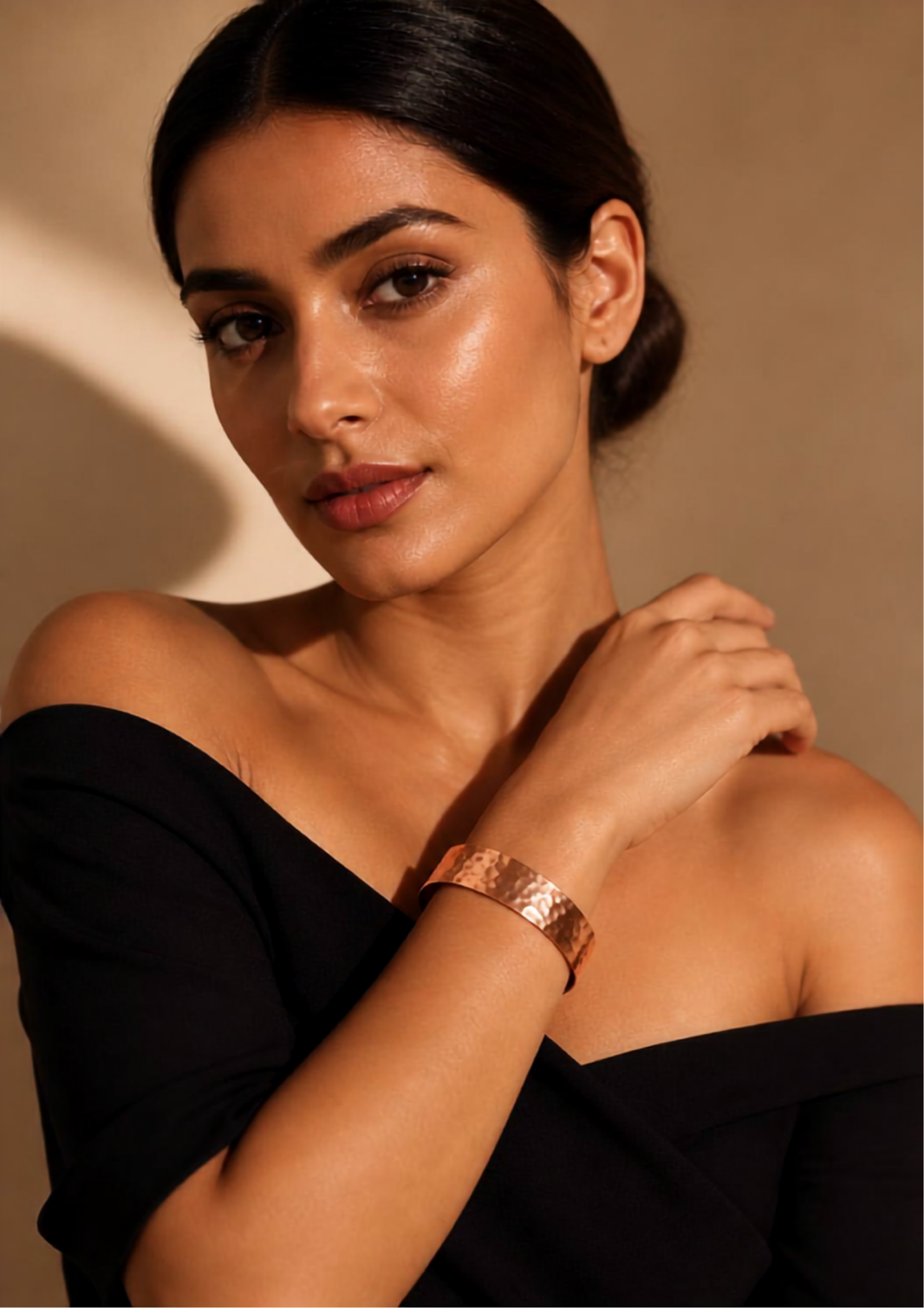 Handcrafted Hammered Solid Copper Wide Cuff Bracelet | Unisex Statement Bangle