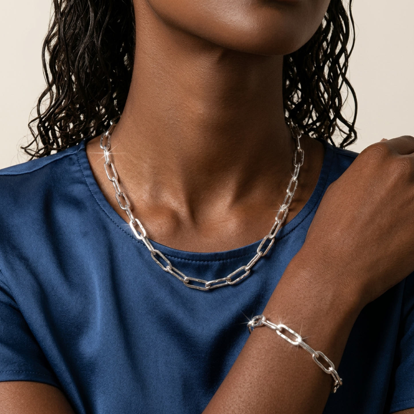 Bold 8mm Paperclip Chain & Bracelet Set - (Gold & Silver)