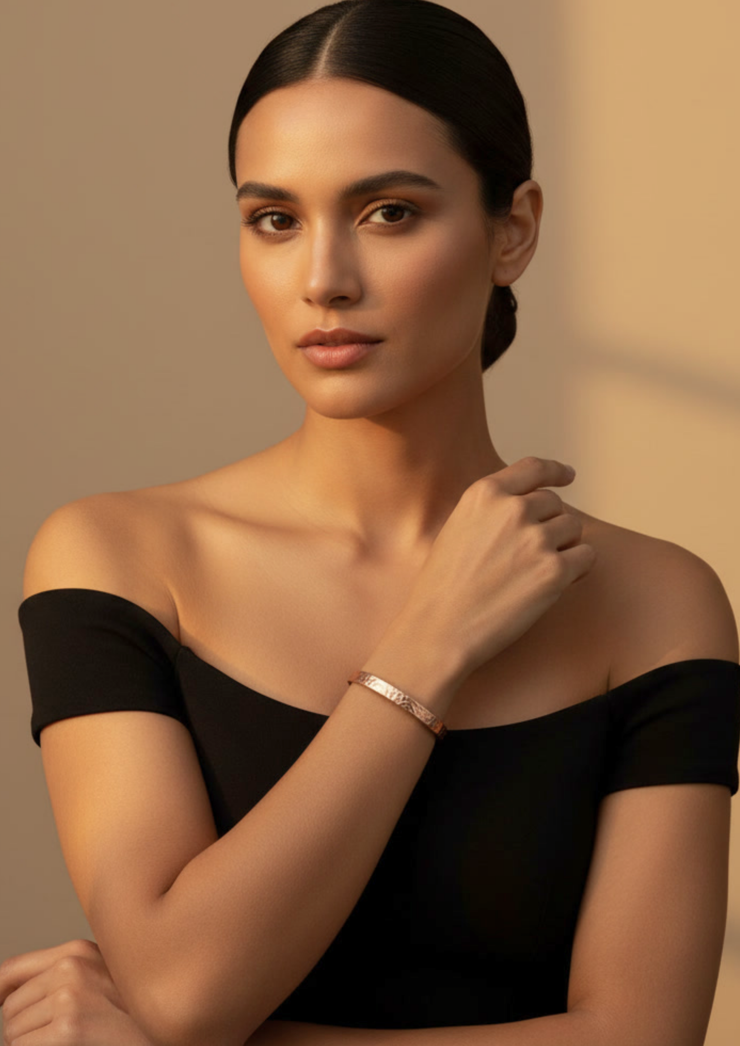 Handcrafted Hammered Solid Copper Wide Cuff Bracelet | Unisex Statement Bangle