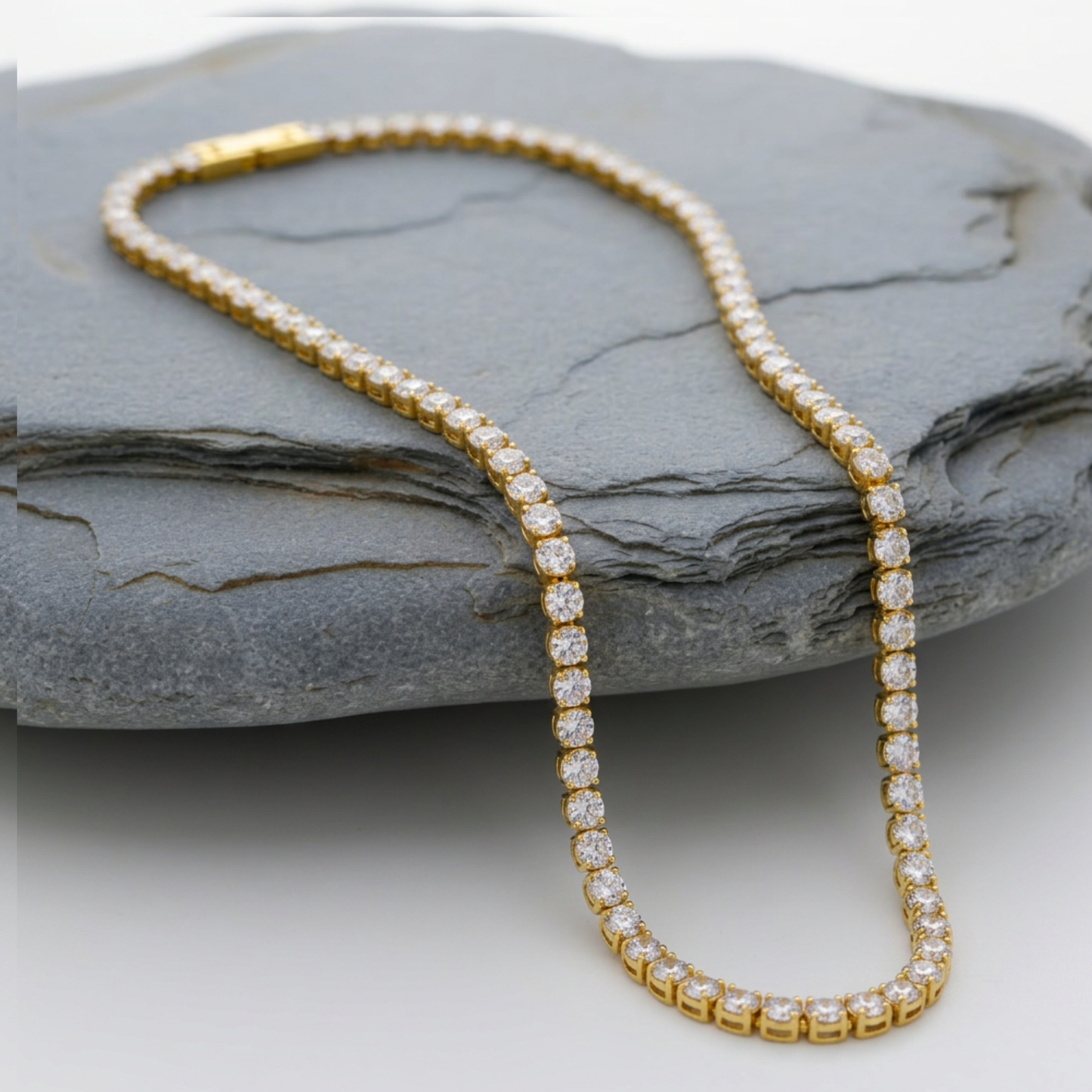 Gold Opal Bezel Tennis Necklace Choker