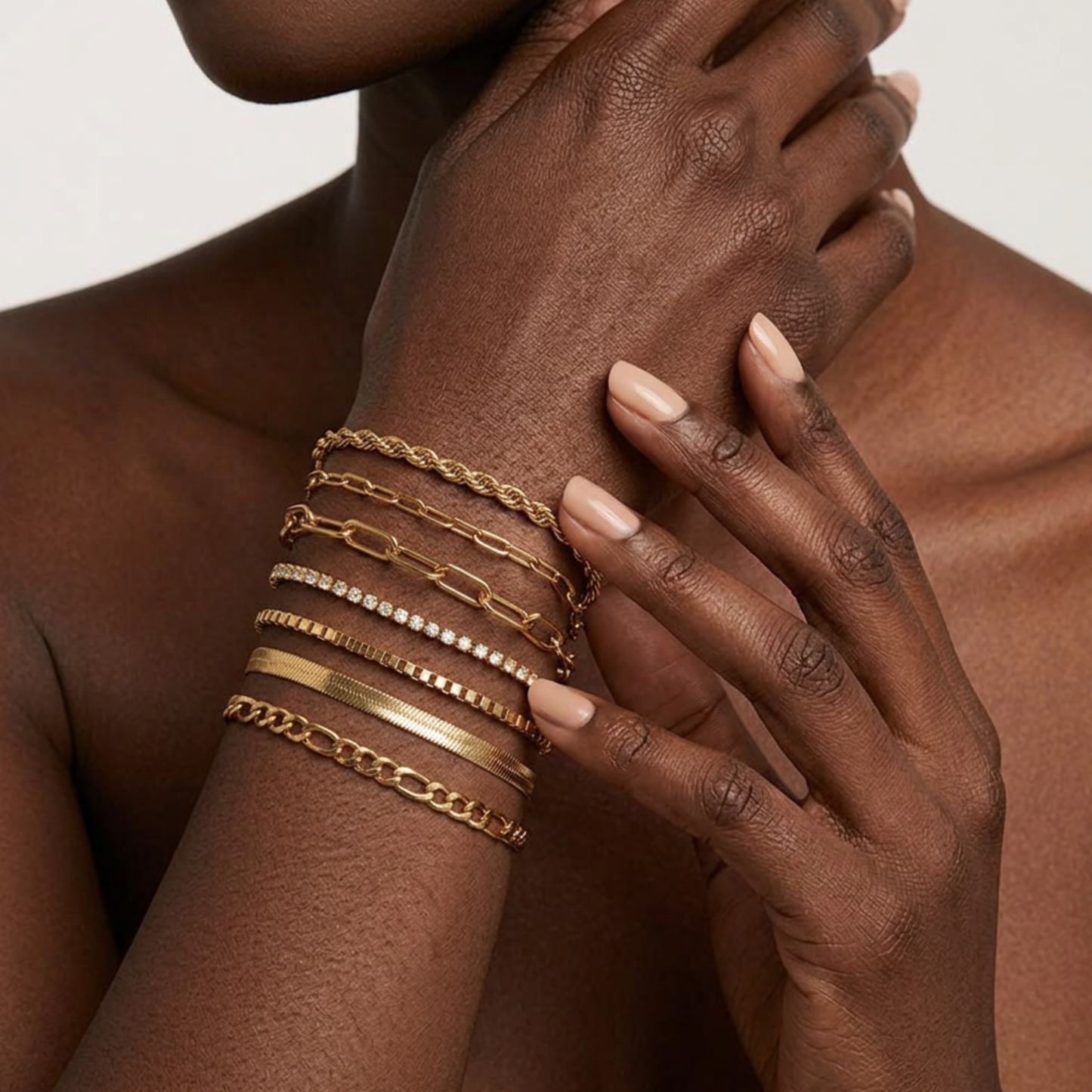 Minimalist Gold Layering Bracelet Stack