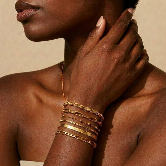 Minimalist Gold Layering Bracelet Stack