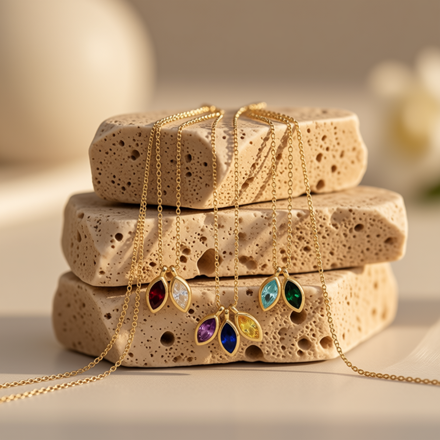Personalized Leaf Birthstone Necklace