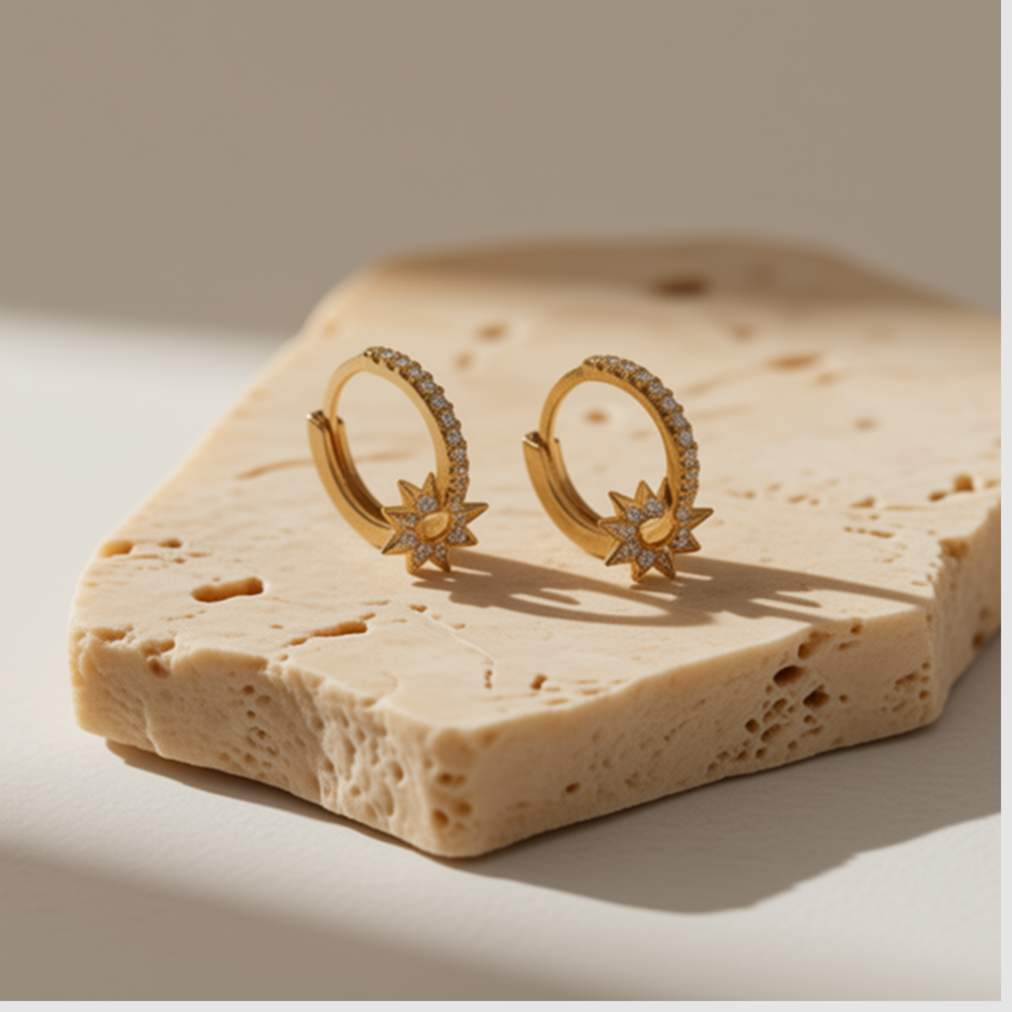 Sun Huggie Hoop Earrings in 18K Gold