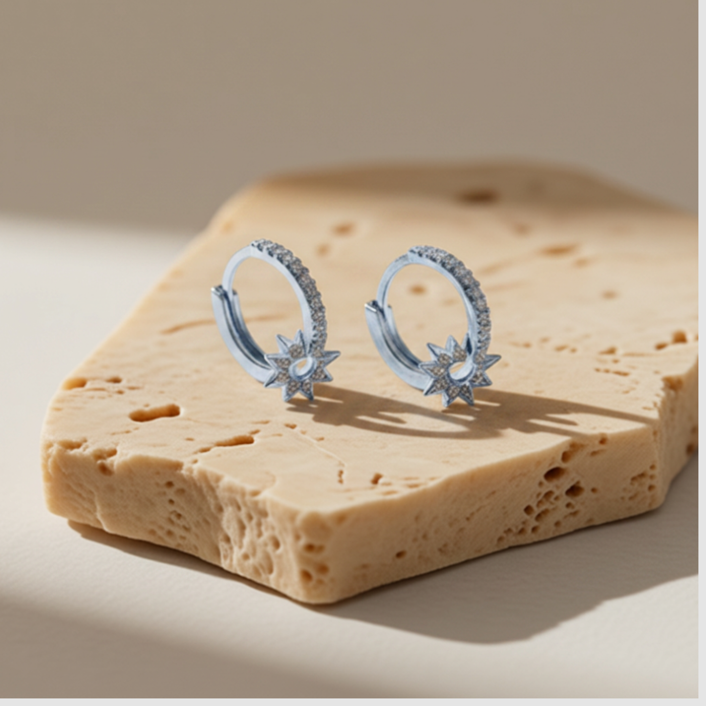 Sun Huggie Hoop Earrings in 18K Gold