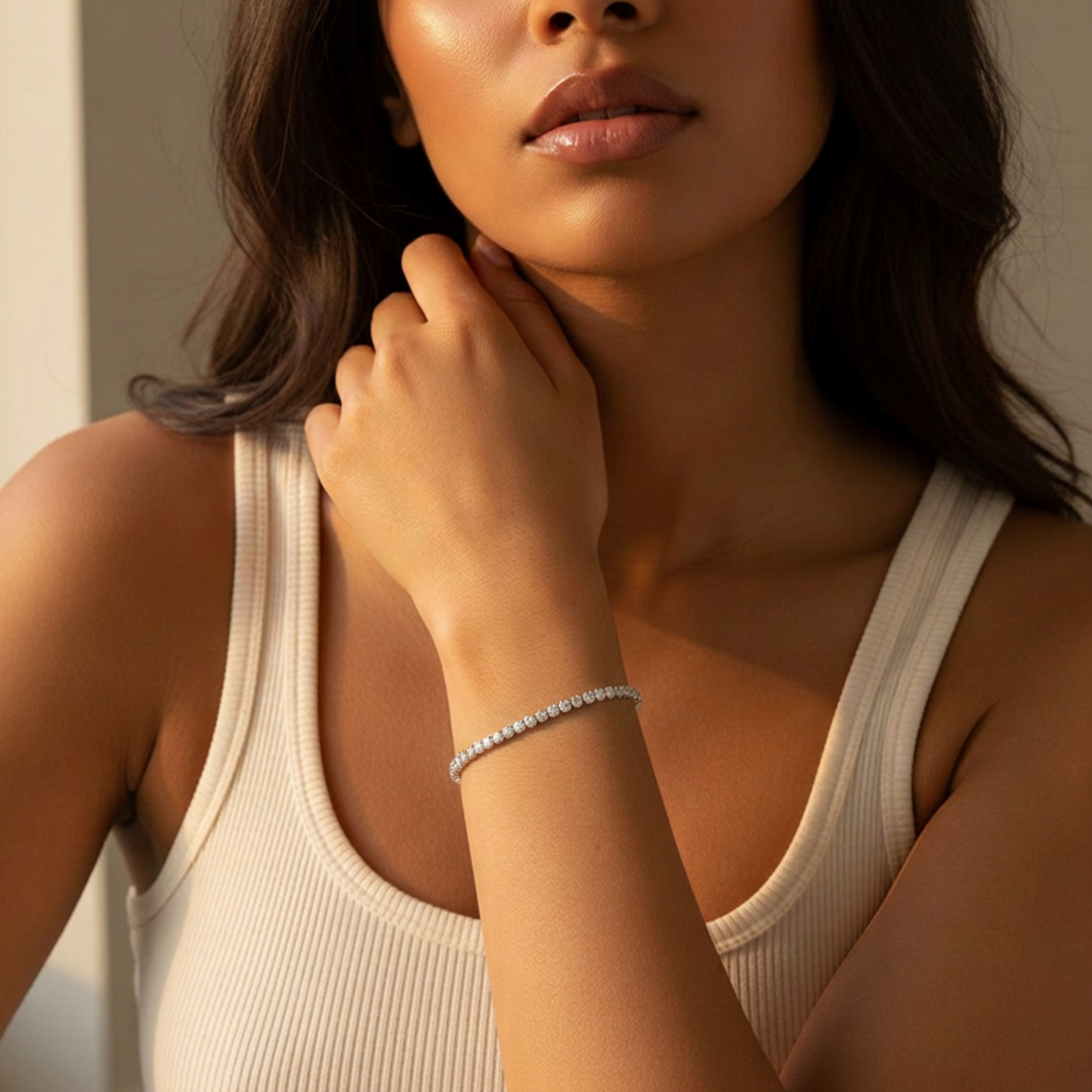 14K White Gold Tennis & Paperclip Bracelet Bundle