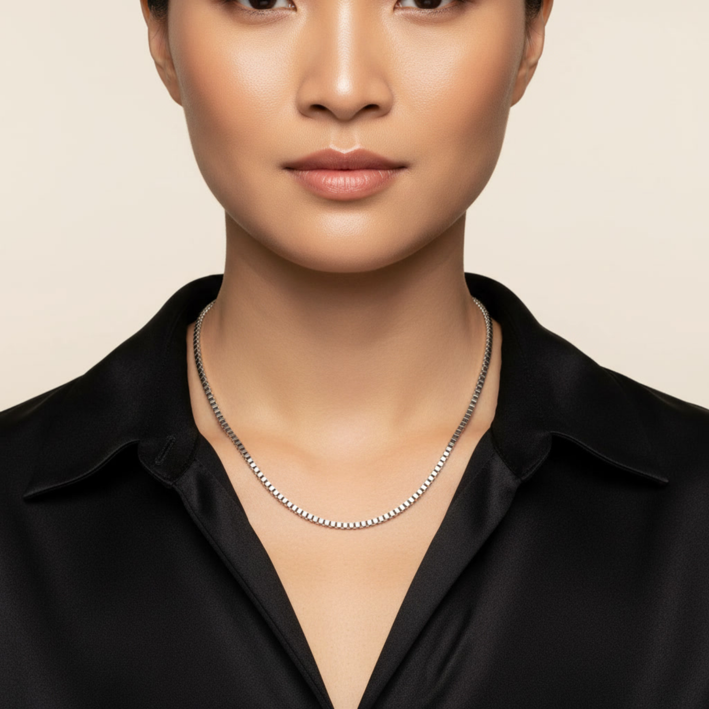Classic Geometric 3mm Box Chain Necklace - Waterproof Tarnish-Free
